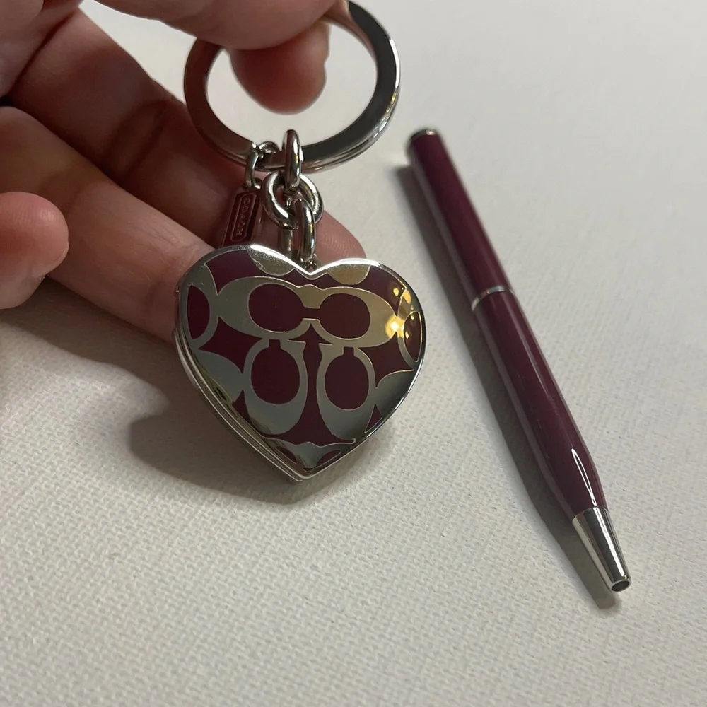 Coach Locket Heart Keychain and Coach Pen Set - Picture 1 of 9
